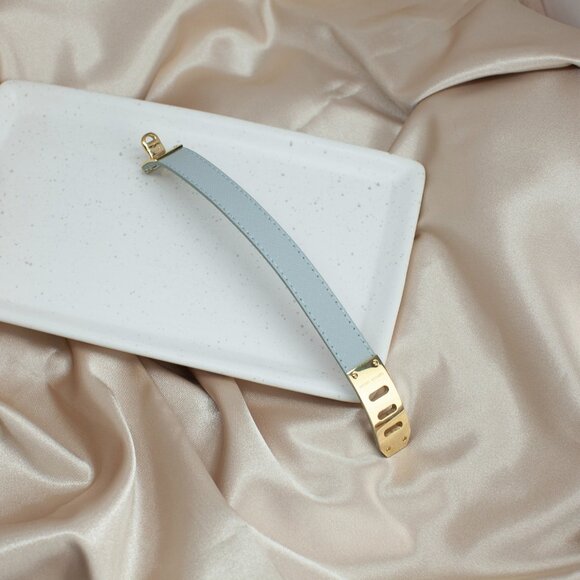 Henri Bendel Turn Lock Leather Bracelet Sage Green Gold Tone Size 7–8 - Picture 7 of 10